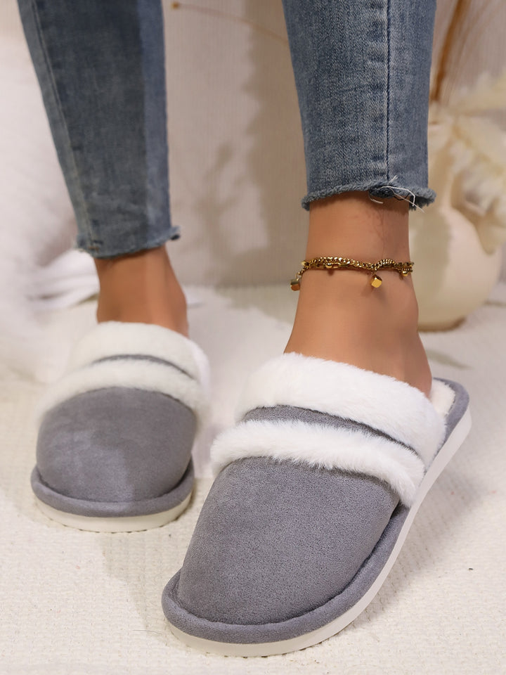 Isabelle | Women's Contrast Faux Fur Round Toe Slippers