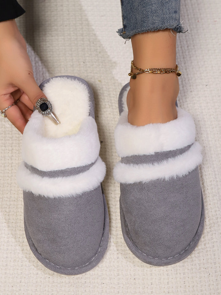 Isabelle | Women's Contrast Faux Fur Round Toe Slippers