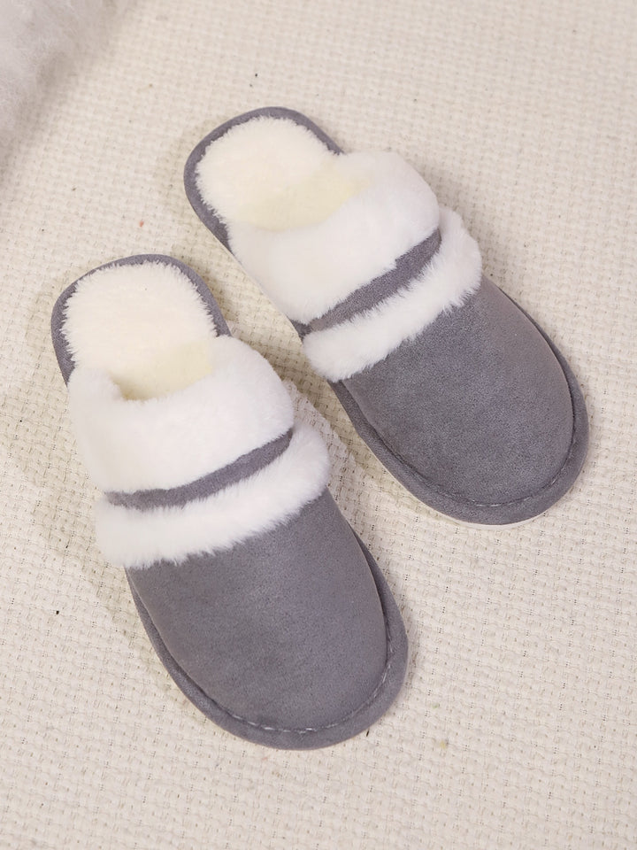 Isabelle | Women's Contrast Faux Fur Round Toe Slippers