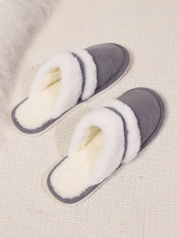 Isabelle | Women's Contrast Faux Fur Round Toe Slippers