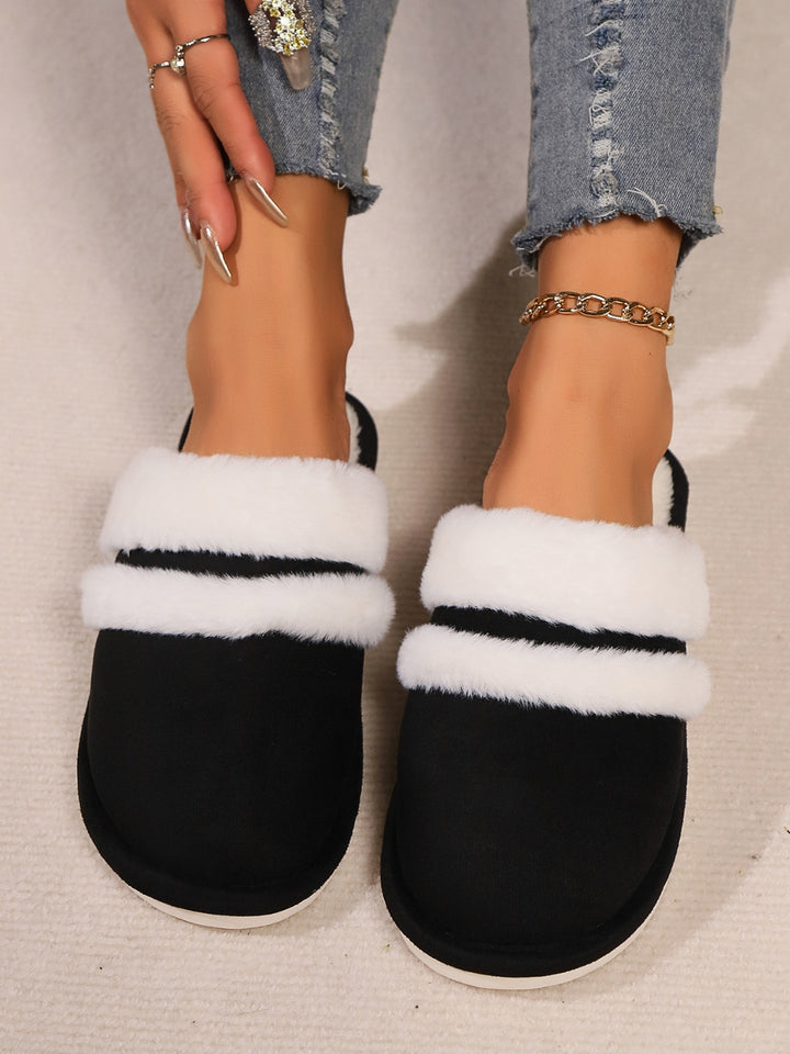 Isabelle | Women's Contrast Faux Fur Round Toe Slippers