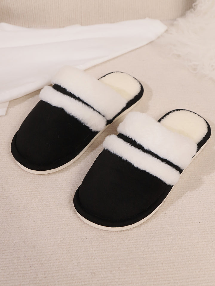 Isabelle | Women's Contrast Faux Fur Round Toe Slippers