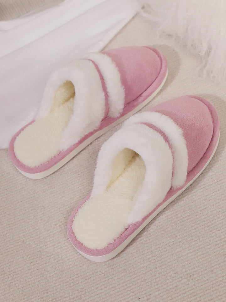 Isabelle | Women's Contrast Faux Fur Round Toe Slippers