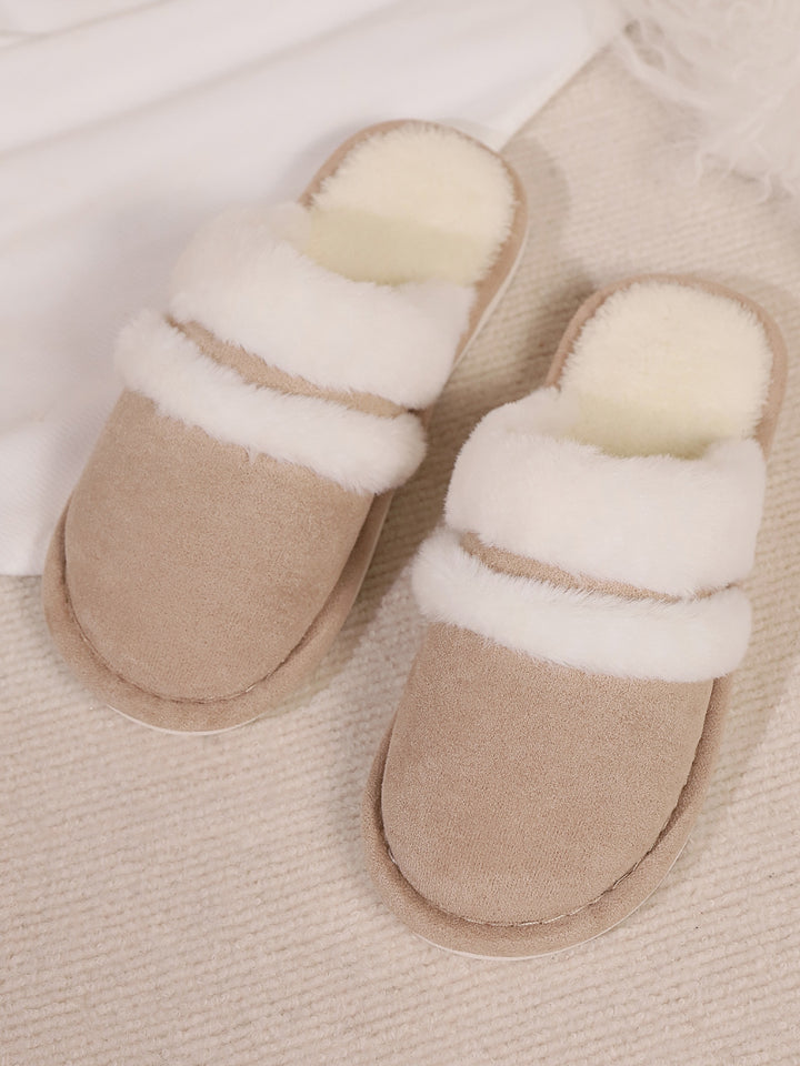Isabelle | Women's Contrast Faux Fur Round Toe Slippers