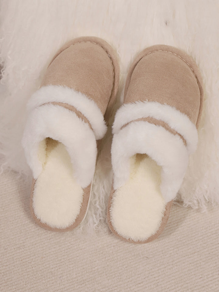 Isabelle | Women's Contrast Faux Fur Round Toe Slippers