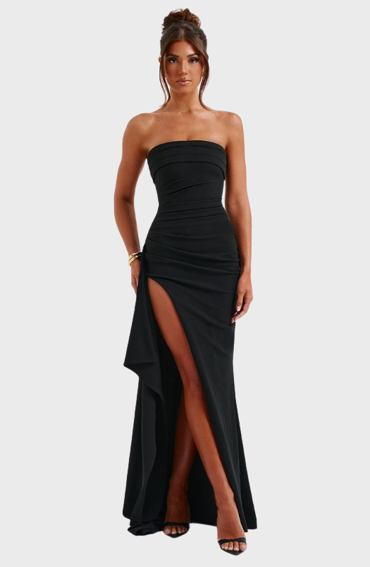 Women’s Elegant Black Dress - Maxi