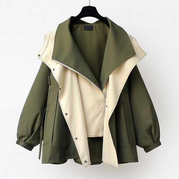 Women’s Two-Tone Asymmetrical Jacket – Stylish Layering Outerwear