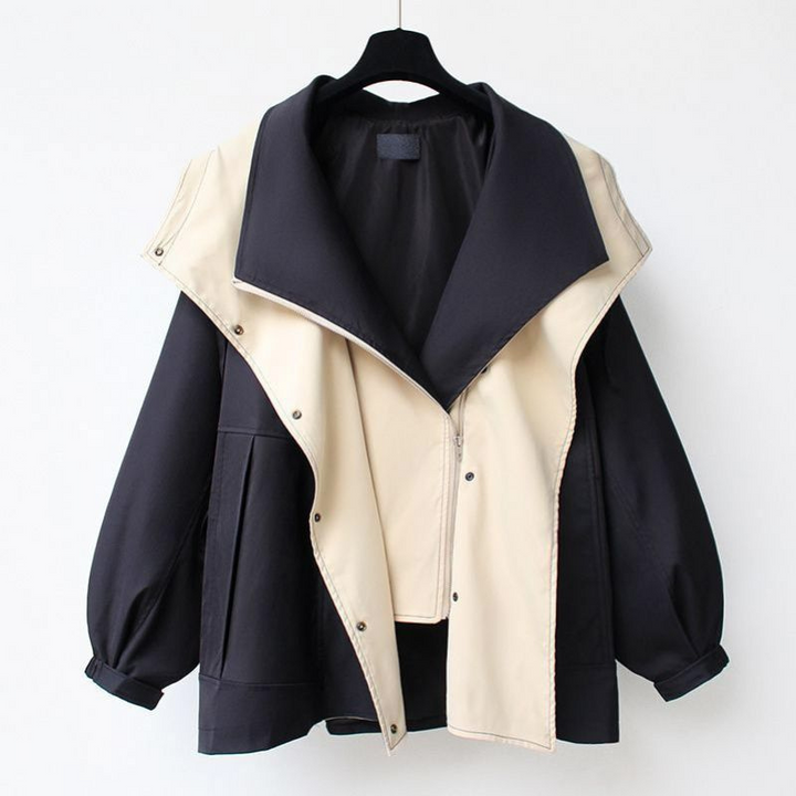 Women’s Two-Tone Asymmetrical Jacket – Stylish Layering Outerwear