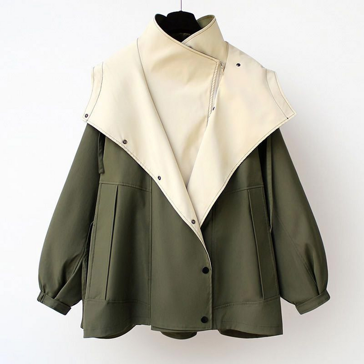 Women’s Two-Tone Asymmetrical Jacket – Stylish Layering Outerwear